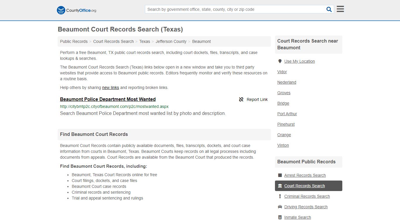 Beaumont Court Records Search (Texas) - County Office