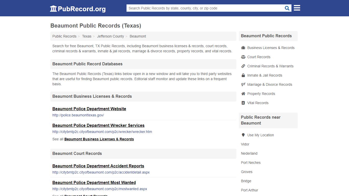 Free Beaumont Public Records (Texas Public Records)